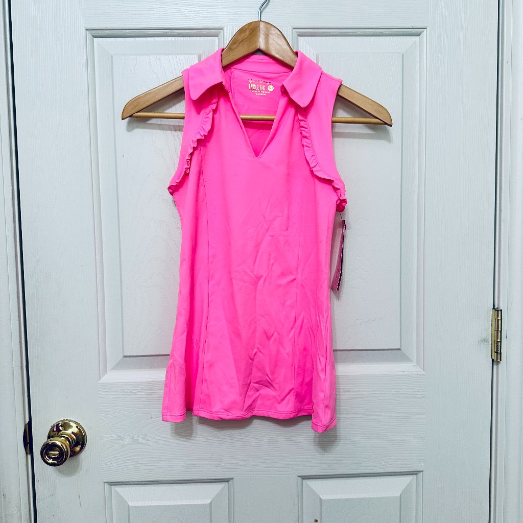 Lilly Pulitzer Luxletic Upf 50+ Martina Sleeveless Polo Top Pink Shandy
